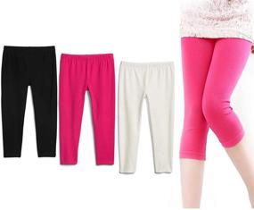 img 4 attached to Kiderence Capris Leggings Toddler Black White Rose Girls' Clothing