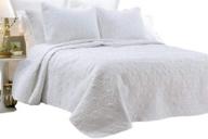 🛏️ cc&dd - luxury diamond stitched 2/3-piece coverlet set and bedspread set - ultra soft microfiber lightweight bedspread for all seasons (king/california king, white) logo