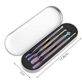 img 2 attached to 4Pcs Dual-End Cuticle Pusher and Cutter Set by SILPECWEE - Stainless Steel Nail Pusher, Cuticle Remover, and Trimmer Kit for Manicure and Pedicure (Rainbow)