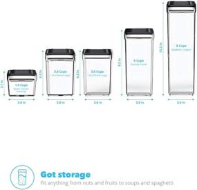 img 3 attached to Zeppoli Air-Tight Food Storage Container Set - 5-Piece Set: Durable BPA-Free, Clear Plastic with Black Lids (2.0 qt/2.3 liters, 1.5 qt/1.7 liters, 0.9 qt/1.0 liter, 0.35 qt/0.38 liter)