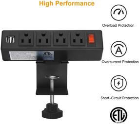 img 2 attached to 💡 Удобная настольная зажимная полоса с USB-портами и розетками - настольный источник питания с возможностью монтажа для удобного доступа и организации.