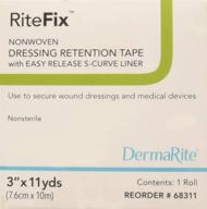 🩹 ritefix 3" x 11 yds non-woven dressing retention tape - easy release s-curve liner, convenient application, moisture & air permeable, hypoallergenic adhesive, non-sterile, latex-free логотип