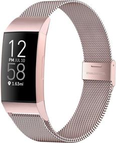 img 4 attached to 🌹 GEAK Stainless Steel Adjustable Metal Clasp Replacement Bands for Fitbit Charge 4/4SE/Charge 3/3SE - Small Rose Gold for Women and Men