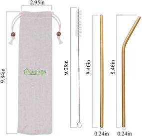 img 3 attached to 🥤 Gold Stainless Steel Straws Set - 18 Pieces with Portable Pouch | Reusable & Suitable for Wine and Cold Drinks | 8 Straight, 8 Bent, 2 Cleaning Brushes Included