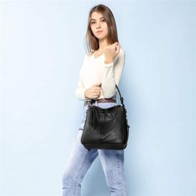 img 3 attached to Handbags Designer Ladies Bucket Leather Women's Handbags & Wallets in Hobo Bags