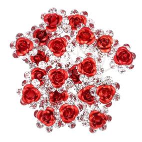 img 3 attached to 🌹 Stunning 40 Pack Crystal Hair Pins: Rose Flower Rhinestone Hair Clips for Bridal Wedding, Women Hair Jewelry Accessories in Elegant Red