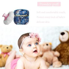 img 3 attached to Qopoto Large Body Powder Puff with Powder Container, Soft Puff and Dusting Powder Travel Case - Midnight Flowers