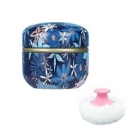 qopoto large body powder puff with powder container, soft puff and dusting powder travel case - midnight flowers logo