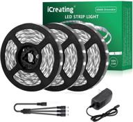 icreating 50ft white led strip lights - bright daylight white flexible tape lights for mirror, under cabinet, bedroom, kitchen - energy saving lighting solution логотип