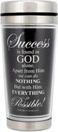 🙏 16 oz. stainless steel insulated travel mug with lid - success in god, john 15:5, black логотип