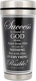 img 4 attached to 🙏 16 Oz. Stainless Steel Insulated Travel Mug with Lid - Success in God, John 15:5, Black