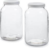 🍶 2 pack - 1 gallon glass jar with plastic airtight lid, muslin cloth, and rubber band - wide mouth for easy cleaning - dishwasher safe - ideal for kombucha, kefir, canning, sun tea, fermentation, and food storage логотип