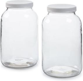 img 4 attached to 🍶 2 Pack - 1 Gallon Glass Jar with Plastic Airtight Lid, Muslin Cloth, and Rubber Band - Wide Mouth for Easy Cleaning - Dishwasher Safe - Ideal for Kombucha, Kefir, Canning, Sun Tea, Fermentation, and Food Storage