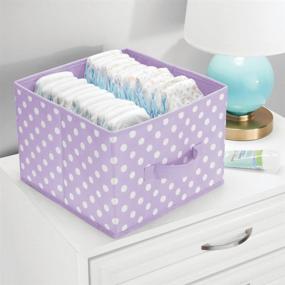 img 2 attached to 📦 mDesign Soft Fabric Closet Storage Organizer Bin Box with Handle - Open Top, for Child's or Kids' Bedroom, Nursery, Toy Room - Polka Dot Print, 4 Pack - Light Purple/White