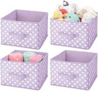 📦 mdesign soft fabric closet storage organizer bin box with handle - open top, for child's or kids' bedroom, nursery, toy room - polka dot print, 4 pack - light purple/white logo