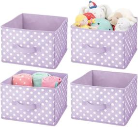 img 4 attached to 📦 mDesign Soft Fabric Closet Storage Organizer Bin Box with Handle - Open Top, for Child's or Kids' Bedroom, Nursery, Toy Room - Polka Dot Print, 4 Pack - Light Purple/White