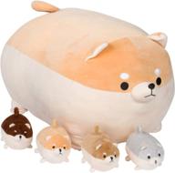 🐶 adorable snugababies shiba inu stuffed animal mommy with 4 baby puppies - soft plush toy anime corgi & akita kawaii dog pillow; perfect gifts for boys and girls logo