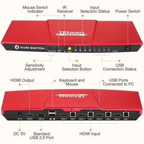 img 4 attached to TESmart 4K 4X1 KVM Switch HDMI 4 Ports 3840 X 2160@30Hz With 2 Pcs 5Ft KVM Cables Supports USB 2