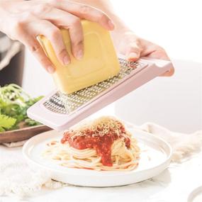 img 1 attached to 🧀 Multipurpose Crystalia Cheese Grater - Storage Container, Handle, and 2-Way Grate for Cheeses, Vegetables, Chocolate, and More