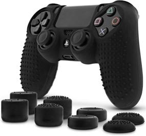 img 4 attached to Fosmon PS4 Controller Skin with 8 Thumb Grips: Anti-Slip Silicone Grip Cover Protector Case for Sony Playstation PS4 Slim/PRO 4 DualShock Controller (Black)