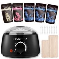 🔥 oakeer waxing kit with wax warmer hair removal, hard wax beans for body and nose, 5 bags of hard wax beads (1.1lb) and 34 applicator sticks logo