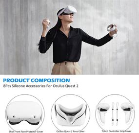 img 3 attached to 🎮 8Pcs Oculus Quest 2 VR Cover Accessories - Silicone Face Cover Pad, Shell Cover, Touch Controller Grip, Enhanced Comfort, Anti-Leakage