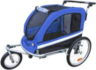 🐾 booyah large pet bicycle trailer & jogger with shocks - blue logo