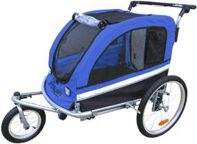 img 3 attached to 🐾 Booyah Large Pet Bicycle Trailer & Jogger with Shocks - Blue