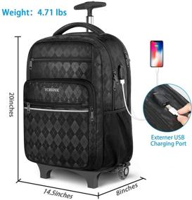 img 1 attached to 🎒 17 Inch Large Rolling Backpack with USB Charging Port - Ideal Trolley School Backpack for Women and Men, Carry-on Wheeled Laptop Backpack Luggage Suitcase for College, Travel, Business - Black