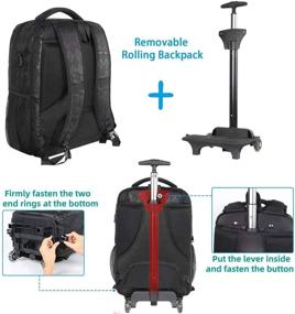 img 3 attached to 🎒 17 Inch Large Rolling Backpack with USB Charging Port - Ideal Trolley School Backpack for Women and Men, Carry-on Wheeled Laptop Backpack Luggage Suitcase for College, Travel, Business - Black