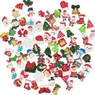 hixixi 50-pack christmas resin art accessory flatbacks: festive mix of santa, snowflakes, jingle bells and more! logo