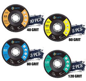 img 3 attached to 📦 SATC 4.5" x 7/8" 20 Pack Flap Discs with 40/60/80/120 Grit - High Density Bevel Type Angle Grinder Sanding Discs for Abrasive Grinding - #29