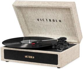 img 2 attached to 🎵 Victrola Parker Bluetooth Чемодан для пластинок 3-х скоростной проигрыватель, светло-бежевый - VSC-580BT-LBB