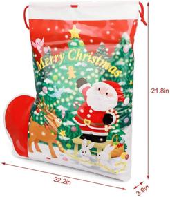 img 2 attached to Bulk Set of Christmas Drawstring Santa Bags - Large 16 in × 21.6 in - 3 Piece Stocking Sack