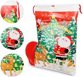 img 3 attached to Bulk Set of Christmas Drawstring Santa Bags - Large 16 in × 21.6 in - 3 Piece Stocking Sack