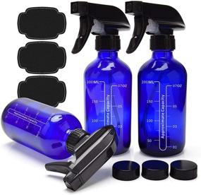 img 4 attached to 💙 ULG 8oz Blue Glass Spray Bottles: Premium Quality Boston Round Cobalt Blue Scale Empty Bottles with Heavy Duty Black Trigger Sprayer for Essential Oils and Cleaning Products