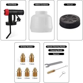 img 1 attached to 🎨 YATTICH Paint Sprayer Accessories for YT-191: 1000ml Container, 5 Copper Nozzles, Cleaning Tools & More!