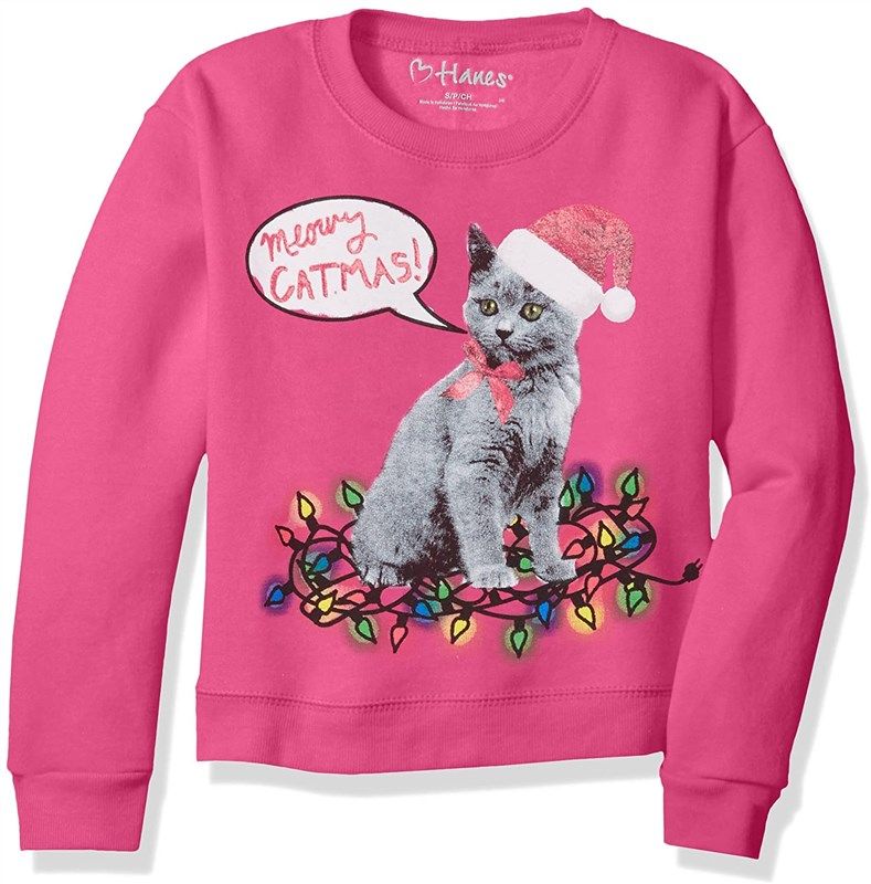 hanes girls christmas sweatshirt bright 标志