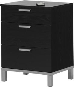 img 3 attached to 🌙 Versatile and Chic South Shore Flexible 2 Drawer Nightstand in Black Oak