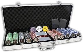 img 1 attached to 🎰 Da Vinci Masterworks Poker Chip Set: 500 Chips, Denominations, 2 Decks, 3 Dealer Buttons, 2 Cut Cards