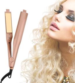 img 2 attached to 🔥 Hann 2 in 1 Ceramic Styling Salon Tools: Professional Hair Straightener Irons & Hair Curler (Gold)