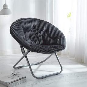 img 1 attached to 🪑 Grey Corduroy Saucer Chair by Urban Shop