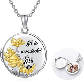 img 4 attached to Sterling Silver Sunflower Fairy Angel Locket Necklace - Holds 2 Pictures - Locket Jewelry for Women, Girls, Friends, Families - Perfect Gift