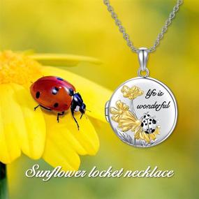 img 3 attached to Sterling Silver Sunflower Fairy Angel Locket Necklace - Holds 2 Pictures - Locket Jewelry for Women, Girls, Friends, Families - Perfect Gift