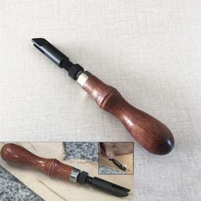 img 2 attached to 🔧 Durable V Type Push Grooving Device with Adjustable Handle - Leather Craft Tool with Wood Handle for Craft Gouge