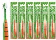 hello kids toddler soft bristle toothbrush: bpa-free, vegan, promoting oral & gum health for all ages (6 count) logo
