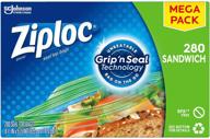 🔒 enhanced ziploc sandwich bags: introducing grip 'n seal technology with 280 count logo