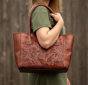 img 2 attached to Artisan Crafted Mauzari Women's Genuine Leather Tote Purse with Woven Handles