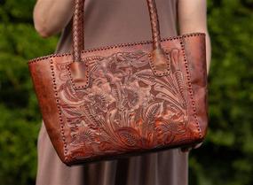 img 3 attached to Artisan Crafted Mauzari Women's Genuine Leather Tote Purse with Woven Handles