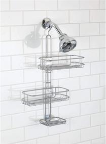 img 4 attached to InterDesign Linea Adjustable Shower Caddy: Maximize Bathroom Storage with Silver Shelves for Shampoo, Conditioner and Soap